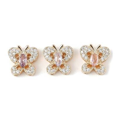 Brass Micro Pave Cubic Zirconia Beads