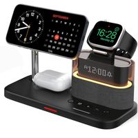 5-in-1 Wireless Charger with Clock, Mobile Magnetic Wireless Charger Stand for iPhone Apple Watch Airpods, for Magsafe Charge...