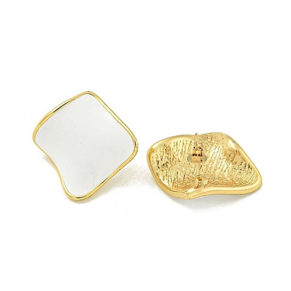 PVD Vacuum Plating 304 Stainless Steel & Enamel Stud Earrings for Women