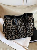 Fashion Textile Leopard Pattern Tote Bag, Casual Versatile Shoulder Bag for Women, Trendy All-match Bag for Daily Commute Use