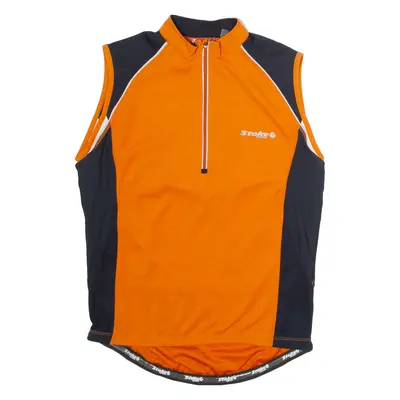 STOKE CYCLES Cycling Mens Jersey Orange Sleeveless 1/4 Zip M