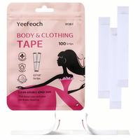 100 Strip Clear Double Sided Fashion Tape for Clothes Dresses and Body Hypoallergenic Seamless Support for All Fabrics and Sk...