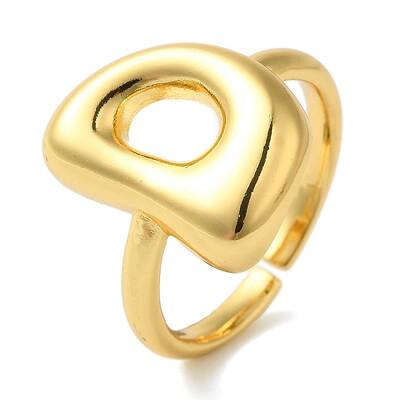 Initials Brass Open Cuff Ring for Women