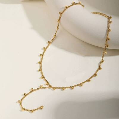 304 Stainless Steel Ball Tassel Twisted Chain Y Necklaces for Women
