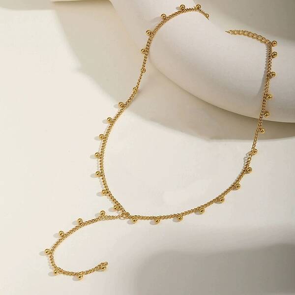 304 Stainless Steel Ball Tassel Twisted Chain Y Necklaces for Women