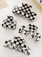 Women's Elegant Plaid Pattern Hair Claws, Gifts for Girlfriend, Casual Trendy Minimalist Hair Flat Claw Clips, Fashionable Al...