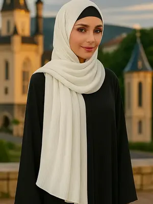 Elegant Chiffon Striped Hijab Scarf - Muslim Fashion Shawl Wrap for Eid Party & Daily Wear - Lightweight Soft Breathable One ...