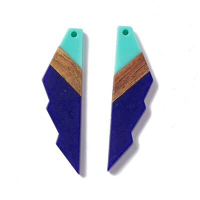 Opaque Resin & Walnut Wood Big Pendants