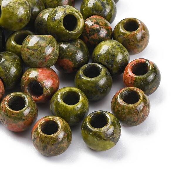Natural Unakite European Beads