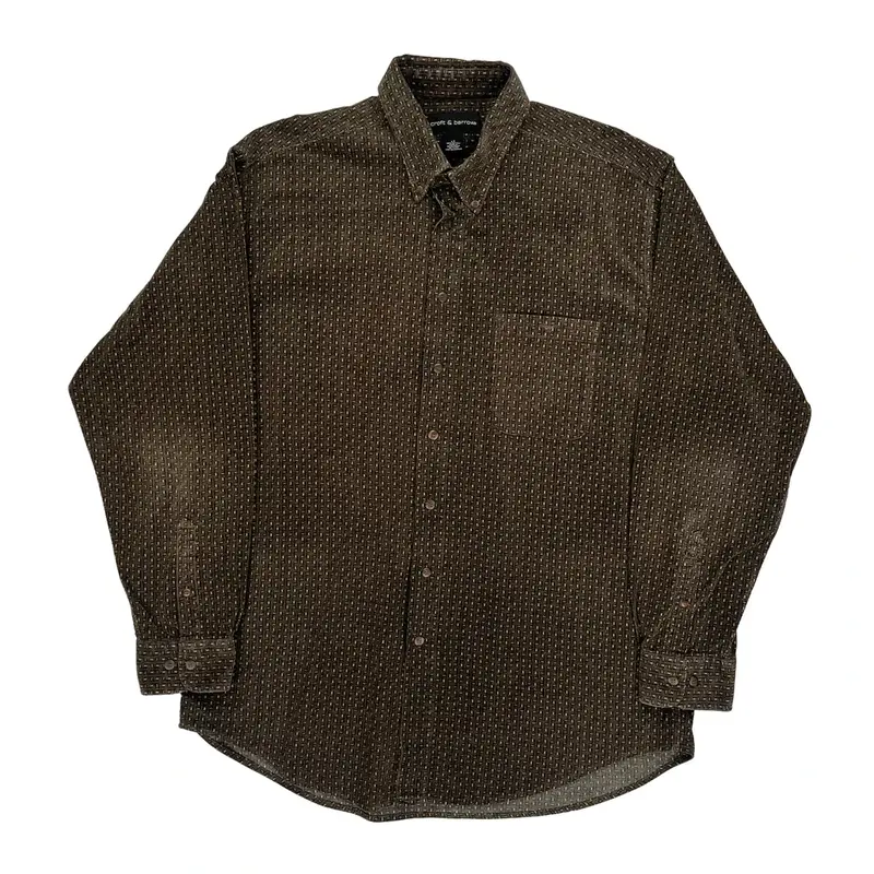 Croft & Barrow Tall Patterned Shirt - Large Brown Cotton