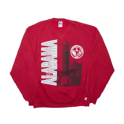 RUSSELL ATHLETIC Alabama Crimson Tide Red 80s USA Sweatshirt Mens L
