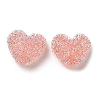 Drusy Heart Resin Rhinestone Beads