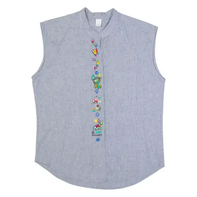 PENEIPOLE Womens Printed Blouse Blue Sleeveless M