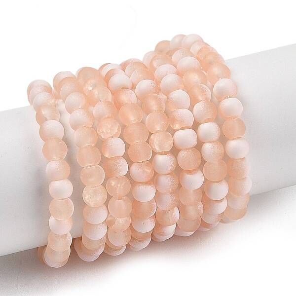 Frosted Crackle Glass Beads Strands