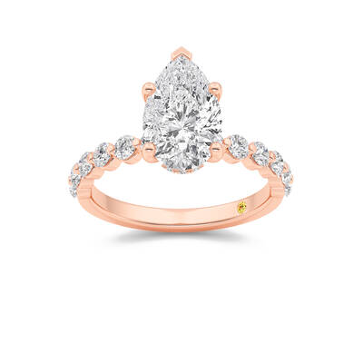 Frost Shared Prong Pear Shape Lab Grown Diamond Engagement Ring | 18K Rose Gold 3 1/6 CT. TW.