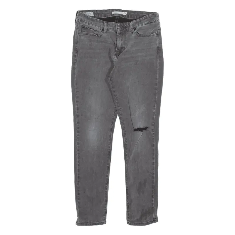 LEVI'S Premium Big E 711 Distressed Jeans Grey Denim Slim Skinny Womens W28 L25