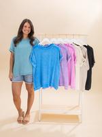 Zenana Acid Wash Round Neck Cuffed Short Sleeve Tee | S-3X