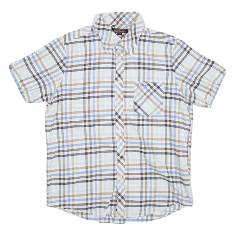 BEN SHERMAN Mens Shirt Blue Check L
