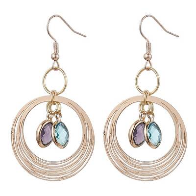 Glass Oval Dangle Earrings