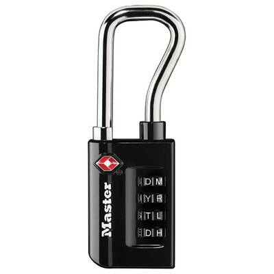 Master Lock Tsa-Accepted Luggage Lock With Flexible Shackle, 4 Dial Word Combination, Body Width: 1-3/8 (36Mm), Shackle Leng...
