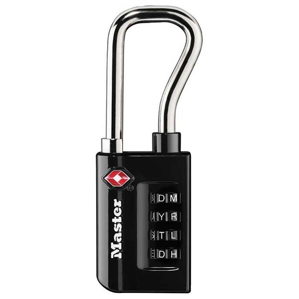 Master Lock Tsa-Accepted Luggage Lock With Flexible Shackle, 4 Dial Word Combination, Body Width: 1-3/8 (36Mm), Shackle Leng...