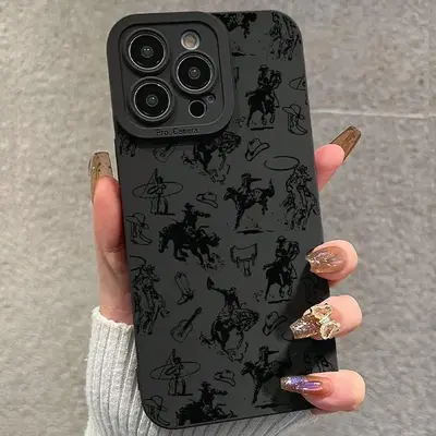 Western Cowboy Pattern Phone Case, Anti-fall Phone Protector Cover, Shockproof Phone Protective Case Compatible with iPhone 1...