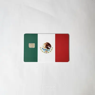 Mexican Flag Cardsticker - Green & Red Design Featuring National Emblem and National Phone Number