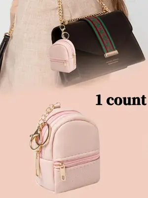 Mini Backpack Shaped Pink Bag Charm, Portable Key/earphone/data Cable Storage Bag, Multi-functional Lipstick Storage Bag for ...