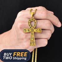 U7 Egyptian Ankh Cross Pendant Necklace Ancient Egyptian Coptic Cross Hypoallergenic Stainless Steel Necklace Amulet Jewelry ...