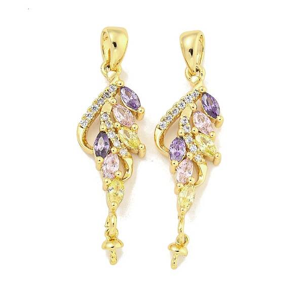 Flower Brass Micro Pave Cubic Zirconia Screw Eye Pin Peg Bails
