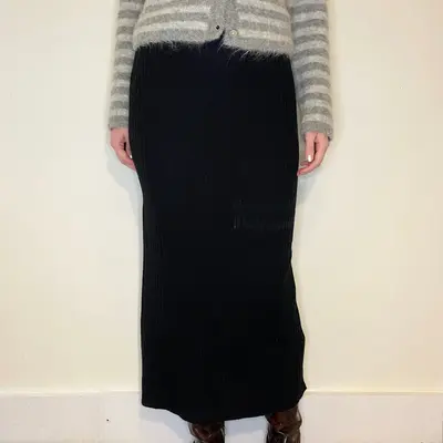 Avitano Maxi Skirt - 29W UK 10 Black Cotton Blend