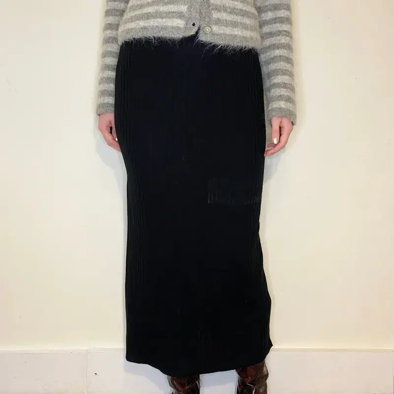 Avitano Maxi Skirt - 29W UK 10 Black Cotton Blend