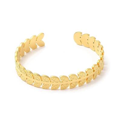 Ion Plating(IP) 304 Stainless Steel Leaf Open Cuff Bangles