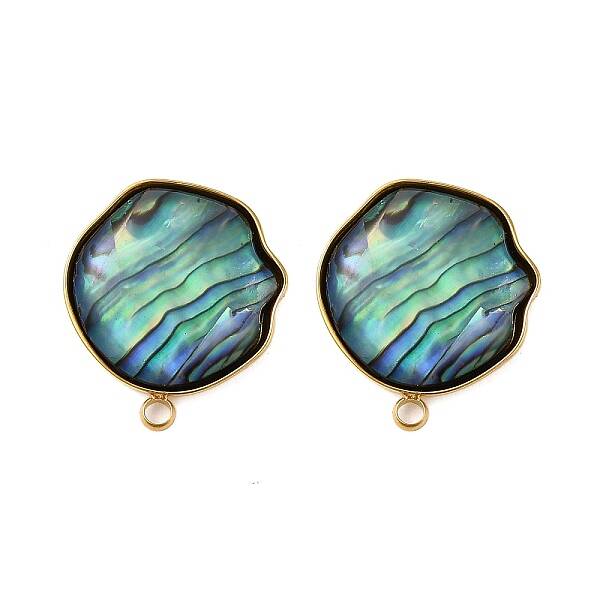 304 Stainless Steel Pave Natural Paua Shell Stud Earring Findings