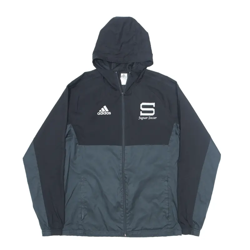 ADIDAS Mesh Lined Jaguar Soccer Windbreaker Jacket Black Colourblock Mens M