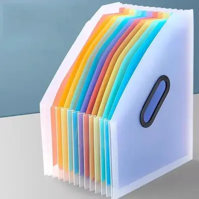 A4 File Standing Holder, 1 Count Colorful Easy Sorting 13 Layers File Storage Box, Large Capacity Organization Bag  for Offic...