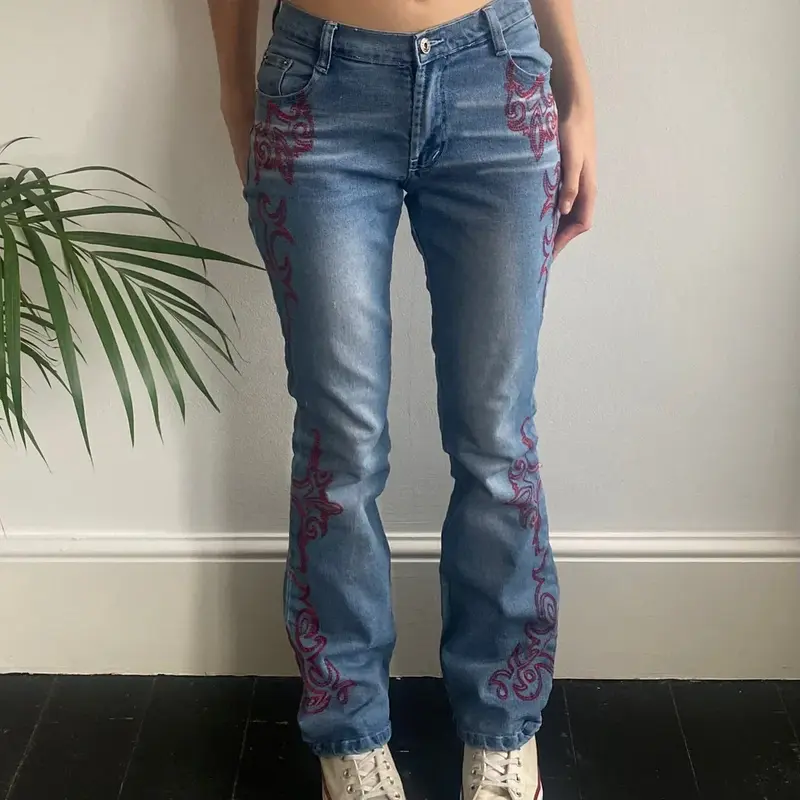 Best Woman Embroidered Jeans - 28W UK 8 Blue Cotton Blend