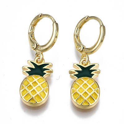Brass Enamel Huggie Hoop Earrings