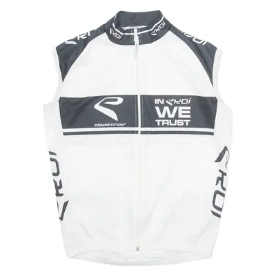EKOI Cycling Mens Jersey White Sleeveless 1/4 Zip L
