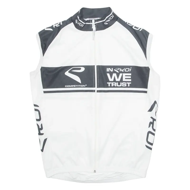 EKOI Cycling Mens Jersey White Sleeveless 1/4 Zip L