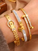 Elegant Fashionable Classic Bracelet Combination, Stainless Steel Fashionable Single Item Niche Design, Suitable for Daily We...
