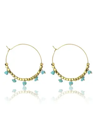 Emily Westwood Orecchini A Cerchio Placcati Oro Con Turchese Eden Ewe23042G