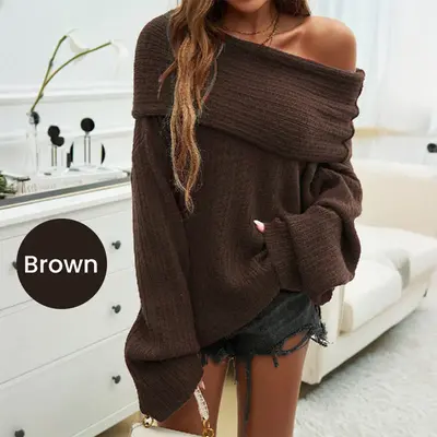Fashionable loose monochrome sweater