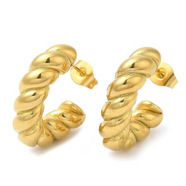 Ion Plating(IP) 304 Stainless Steel Rope Chains Stud Earrings