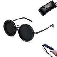 UV400 Rounded Polarized Glasses, Adjustable Tint Sunglasses, 1-9 Gears Sunglasses, Beach Shady Rays Frames Sunglasses with ND...