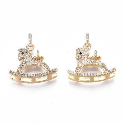Brass Micro Pave Clear Cubic Zirconia Peg Bails Pendants