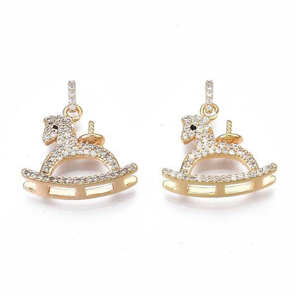 Brass Micro Pave Clear Cubic Zirconia Peg Bails Pendants