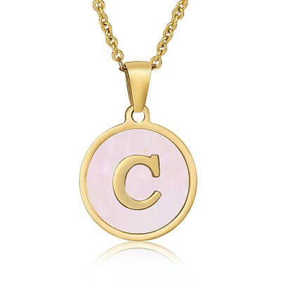 Natural Shell Initial Letter Pendant Necklace
