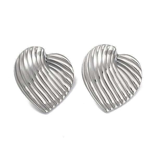 Non-Tarnish 304 Stainless Steel Heart Ear Studs for Women