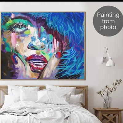 Custom Paintings from Photo Original Abstract Face Figurative Art Modern Textured Hand Painted Art Wall Decor | PAINTING FROM...